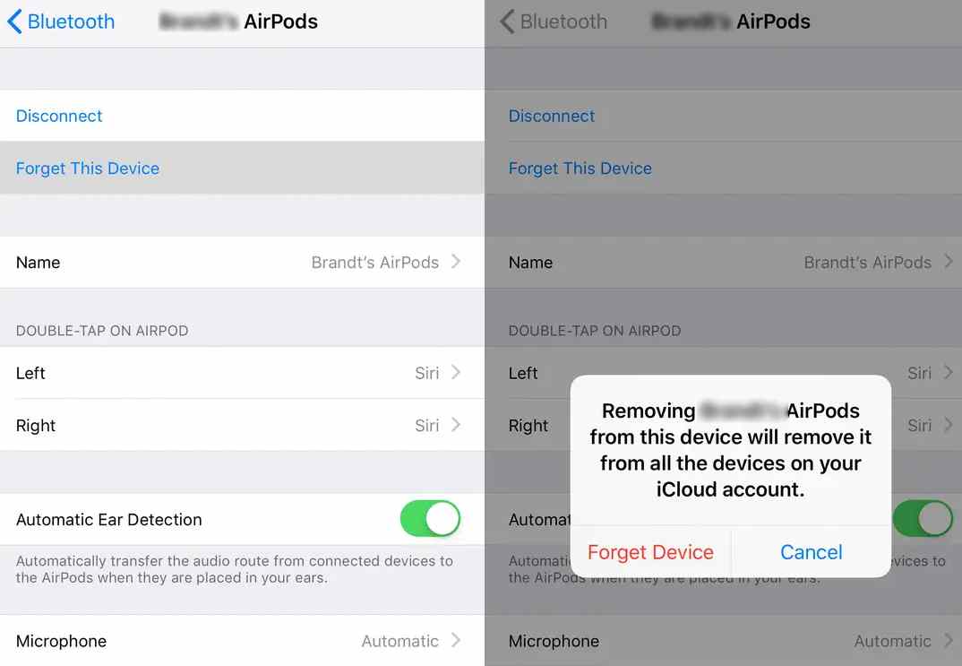 Audio settings in the device Audio settings in the device